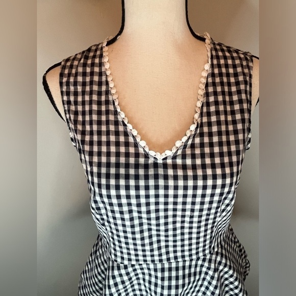 Nanette Lepore Tops - Nanette Lapore Gingham Peplum Black and White Women’s Top Size Small